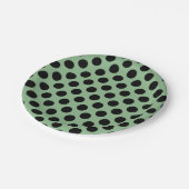 Schwarz auf dunkelmeer Grün große Polka-Punkte Pappteller (Schrägansicht)