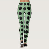 Schwarz auf Dunklem Meer Grün großen Horiz. Polka  Leggings (Rückseite)