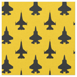 Schwarz auf gelbem F16- und F35-Muster Stoff