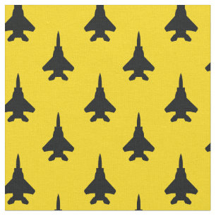 Schwarz auf gelbem Strike Adler Kämpfer Jet Muster Stoff