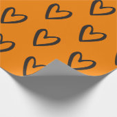 Schwarz auf gelben, handgezogenen Herzen Geschenkpapier (Ecke)