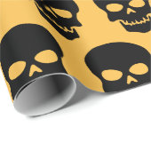 Schwarz auf Gelben Schädel Geschenkpapier (Rolleneckpunkt)