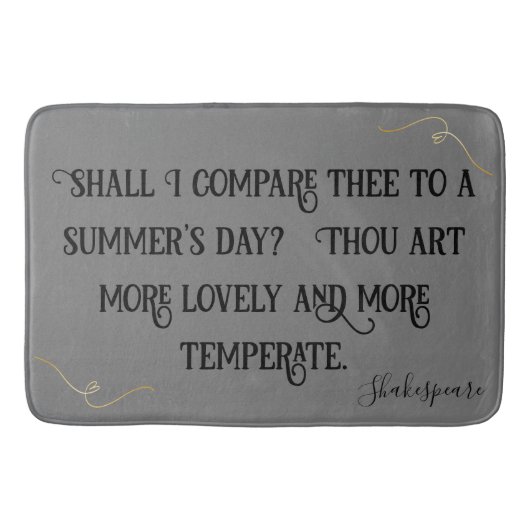 Schwarz auf Gray Shakespeare soll ich vergleichen. Badematte (Vorderseite)