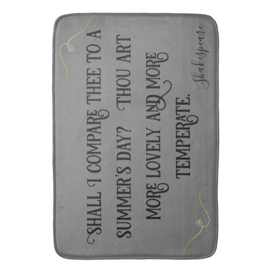 Schwarz auf Gray Shakespeare soll ich vergleichen. Badematte (Vorderseite Vertikal)