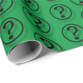 Schwarz auf grünem Fragezeichen Geschenkpapier (Rolleneckpunkt)