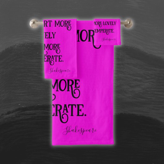 Schwarz auf heiß rosa Shakespeare soll ich verglei Badhandtuch Set