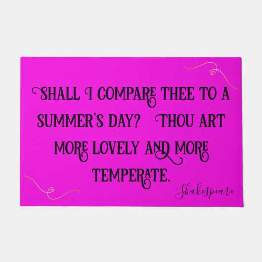 Schwarz auf heiß rosa Shakespeare soll ich verglei Fußmatte (Vorderseite)