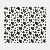 Schwarz auf Off-White Heart Paw Print Fleecedecke (Vorderseite (Horizontal))