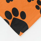 Schwarz auf Orange Heart Paw Print Fleecedecke (Ecke)