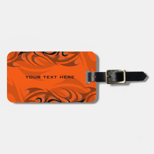 Schwarz auf Orange "Smoke" Gepäckmarke Gepäckanhänger (Vorderseite horizontal)