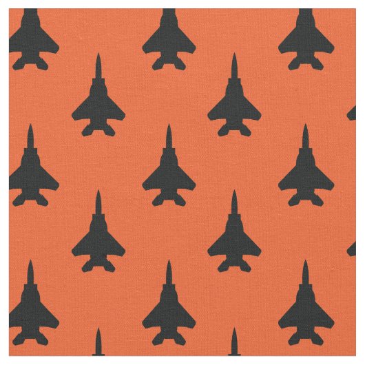Schwarz auf Orange Strike Eagle Fighter Jet Muster Stoff (Nahaufnahme)