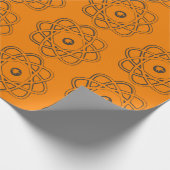 Schwarz auf orangefarbenen Atom-Symbolen Geschenkpapier (Ecke)