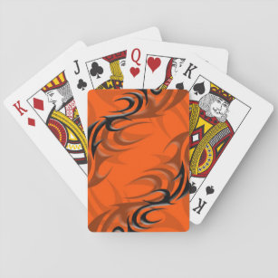 Schwarz auf orangefarbenen Spielkarten "Rauch"