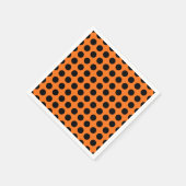 Schwarz auf Pumpkin Große horizontale Polka Dots P Serviette (Ecke)