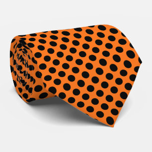 Schwarz auf Pumpkin Große Polka Dots Krawatte