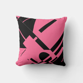 Schwarz auf Rich Pink Diagonal Bold MCM Abstrakt a Kissen