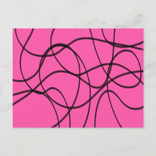 Schwarz auf rosa, bunte Kunst Postkarte