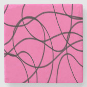 Schwarz auf rosa, bunte Kunst Steinuntersetzer (Vorderseite)