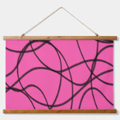 Schwarz auf rosa, bunte Kunst Wandteppich Mit Holzrahmen (Vorne)