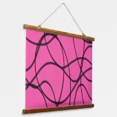 Schwarz auf rosa, bunte Kunst Wandteppich Mit Holzrahmen (Gewinkelt)