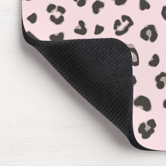 Schwarz auf rosa Leopard Print Mousepad (Ecke)