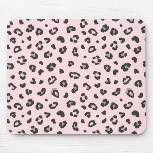 Schwarz auf rosa Leopard Print Mousepad (Vorne)