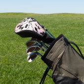 Schwarz auf rosa Muster Vögel und Kirschblüten Golf Headcover (In SItu)