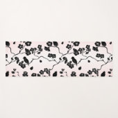 Schwarz auf rosa Muster Vögel und Kirschblüten Yogamatte (Vorderseite (Horizontal))
