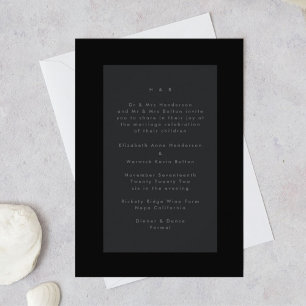 Schwarz auf Schwarz Moderne Minimalistische einfac Einladung
