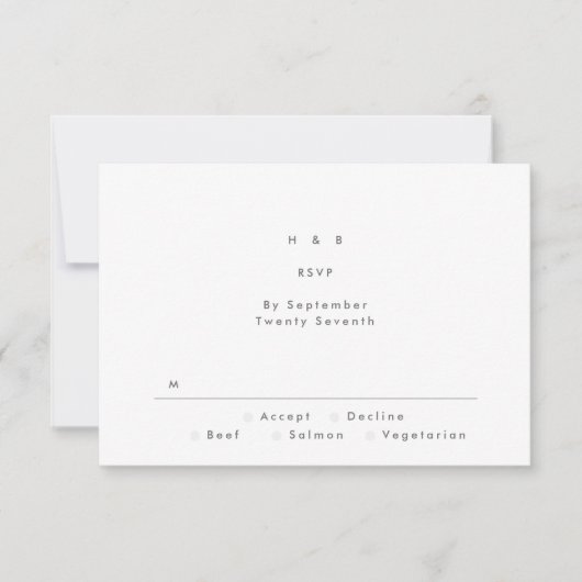 Schwarz auf Schwarz Moderne Minimalistische einfac RSVP Karte (Vorderseite)