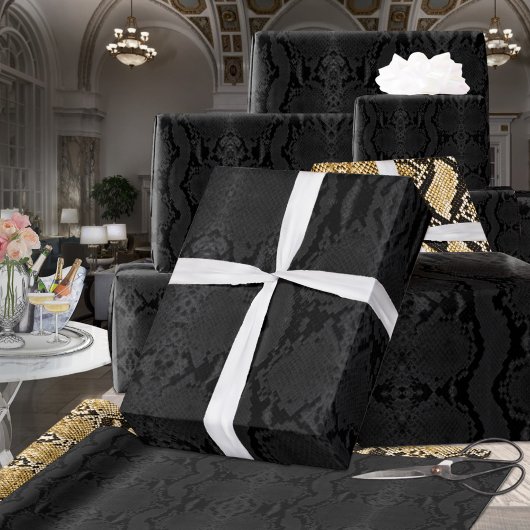 Schwarz auf schwarzem exotischen Boa Constrictor S Geschenkpapier