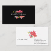 Schwarz auf schwarzen Blume Visitenkarte (Vorne/Hinten)