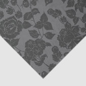 Schwarz auf schwarzer Rose Damask Blumenmuster Seidenpapier (Ausschnitt)
