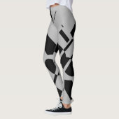 Schwarz auf silbergrauen, geometrischen Formen Leggings (Links)