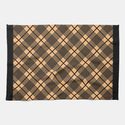 Schwarz auf Taupe Horizontal Karierte Küchentücher (Horizontal)