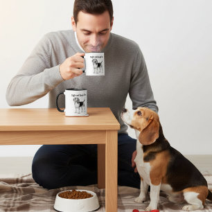 Schwarz auf Weiß Beagle und Kaffee PERSONALISIEREN Tasse