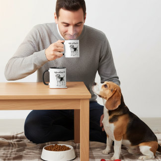Schwarz auf Weiß Beagle und Kaffee PERSONALISIEREN Tasse