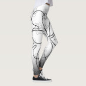 Schwarz auf Weiß-Chic-Herz-S-Blume-Muster Leggings (Rechts)