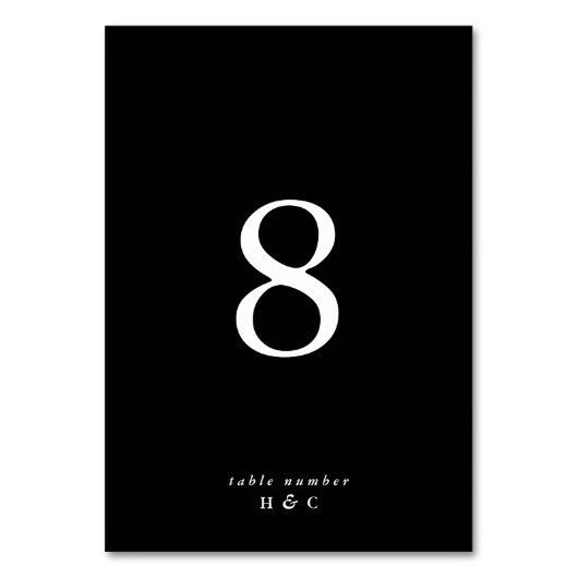 Schwarz auf Weiß Einfach Schlicht Modernes Premium Tischnummer (Rückseite)