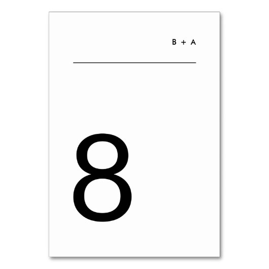 Schwarz auf Weiß Einfach Schlicht Modernes Premium Tischnummer (Rückseite)