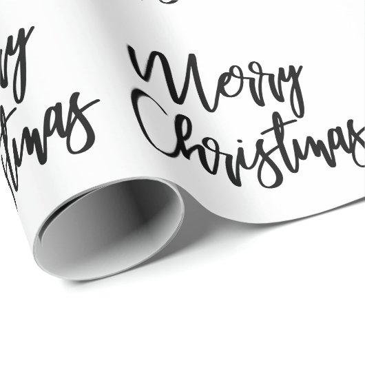 Schwarz auf Weiß Frohe Weihnachtskalligrafie-Scrip Geschenkpapier (Rolleneckpunkt)