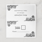 Schwarz auf Weiß geklappte Platzkarten (Außenseite Aufgefaltet)