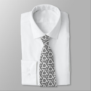 Schwarz auf weiß gepunktete geometrische Nackensch Krawatte
