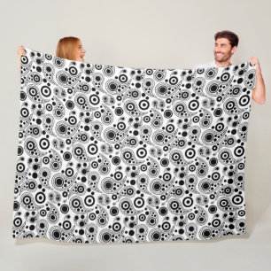 Schwarz auf Weiß-Kreis Punkte paisley-Stil Muster Fleecedecke
