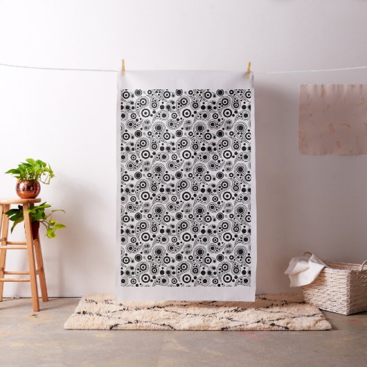 Schwarz auf Weiß-Kreis Punkte paisley-Stil Muster Stoff (Beispiel)