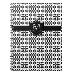 Schwarz auf Weiß Mit Monogramm walisische Imitate Notizblock
