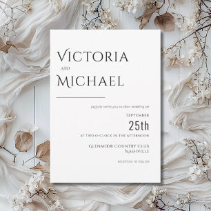 Schwarz auf Weiß Moderne maßgeschneiderte Hochzeit Einladung