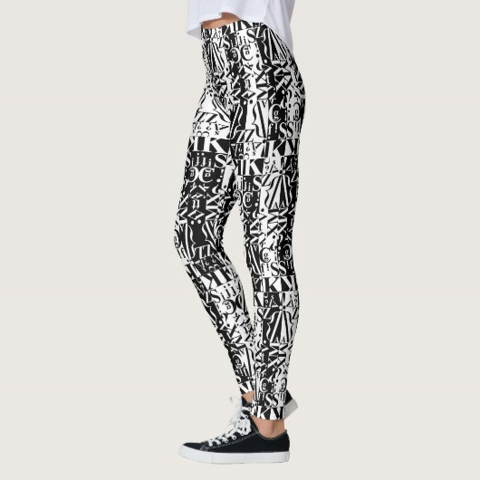 schwarz auf weiße avantakuläre Leggings (Links)
