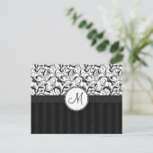 Schwarz auf Weiße Florweite, Streifen und Monogram Postkarte (Stehend Vorderseite)