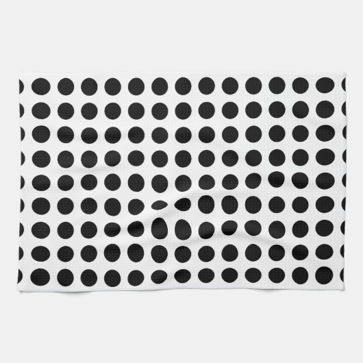 Schwarz auf weiße große horizontale Polka-Punkte Geschirrtuch (Horizontal)